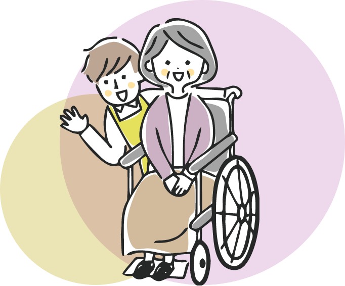 ベッドで介護をする様子